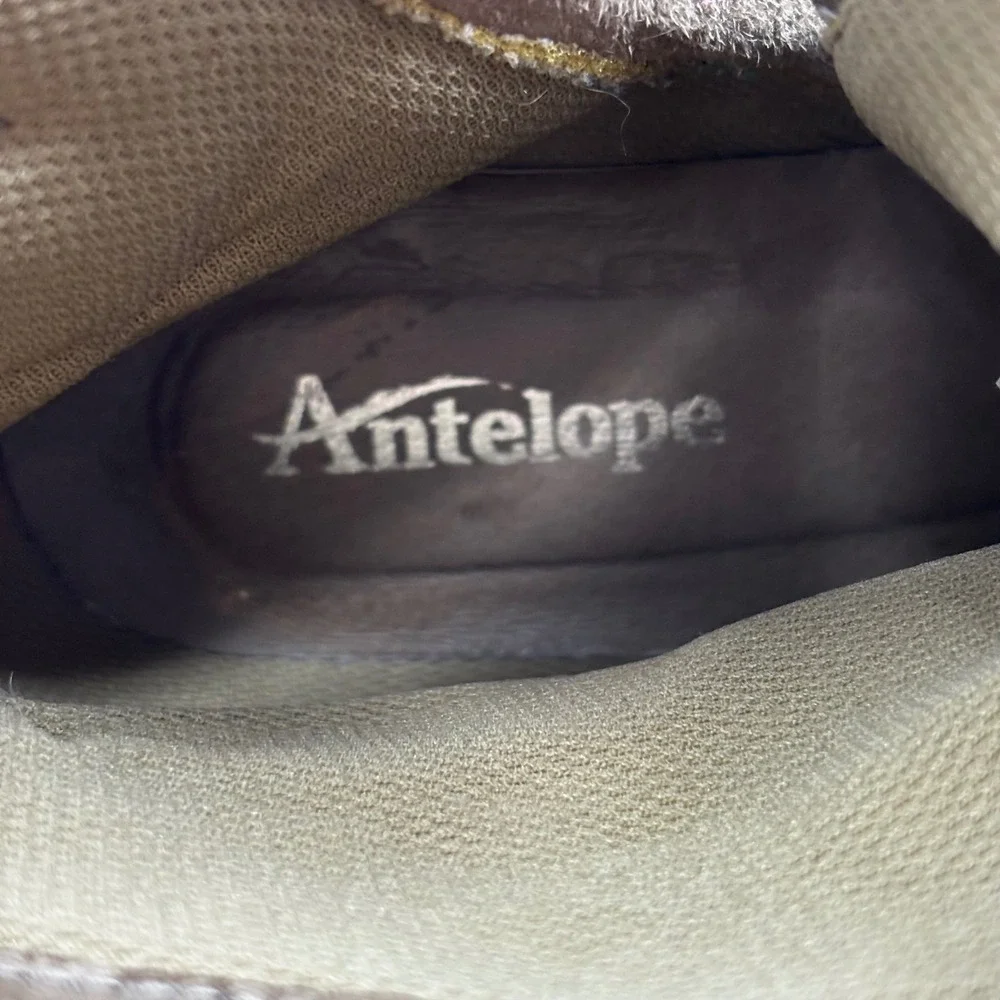 Antelope Leather Ankle Boots Women's Size US7/EU38 EU Brown‎ Side Zip Lug Sole